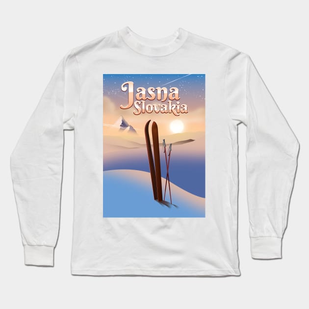 Jasna Slovakia Ski travel poster Long Sleeve T-Shirt by nickemporium1